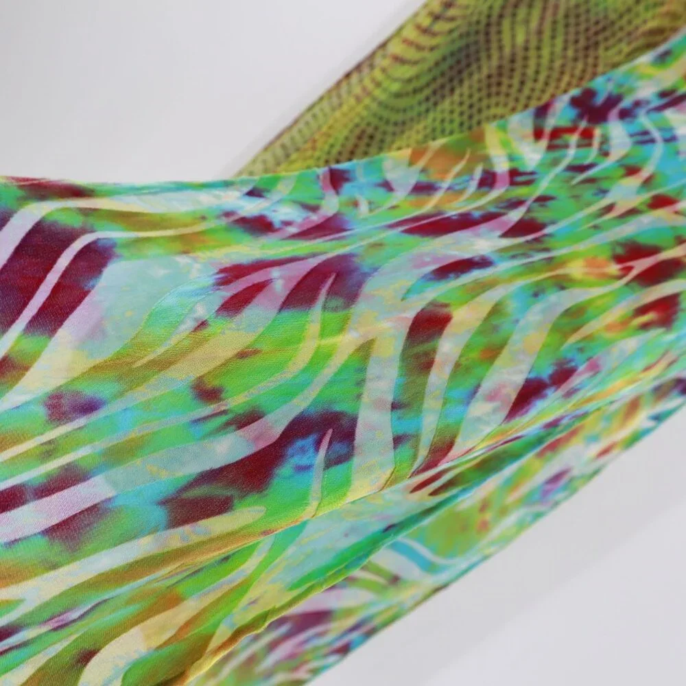 Tie Dye Scarf Set Of 2 Art To Wear Funky Silk Feel Colorful Burnout Transitional